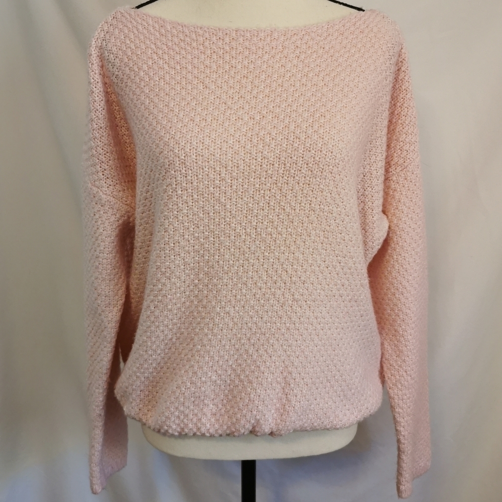 Lord & Taylor Textured Boat Neck Sweater in Light Pink - Sz M